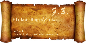 Fister Boglárka névjegykártya